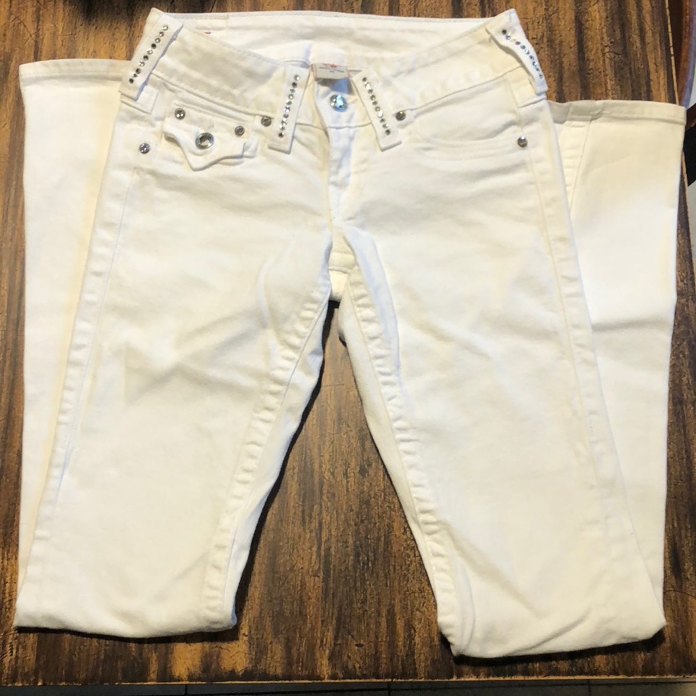 White True Religion Flare Jeans